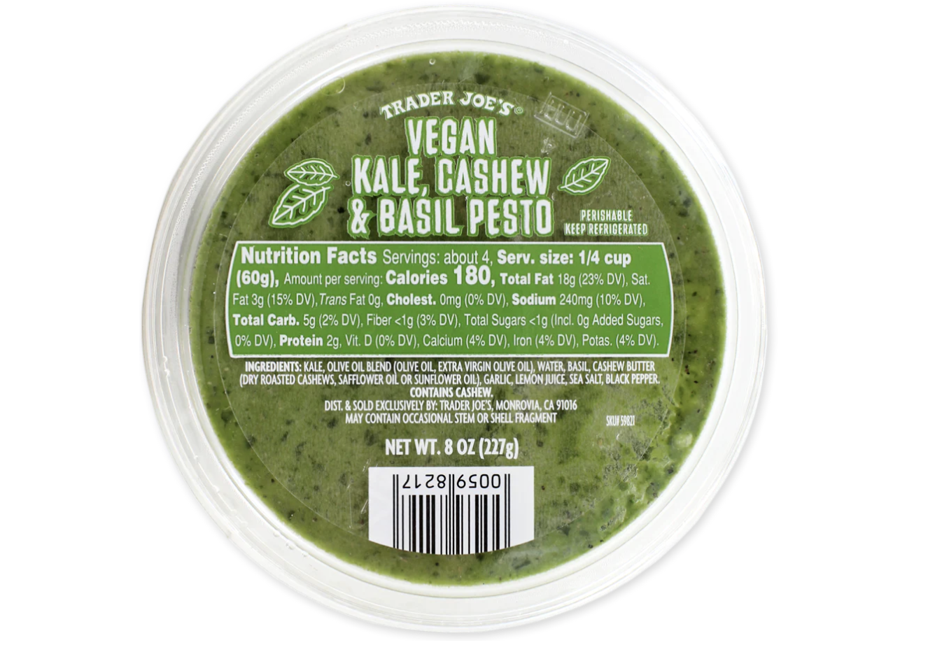 vegan kale, cashew, and basil pesto