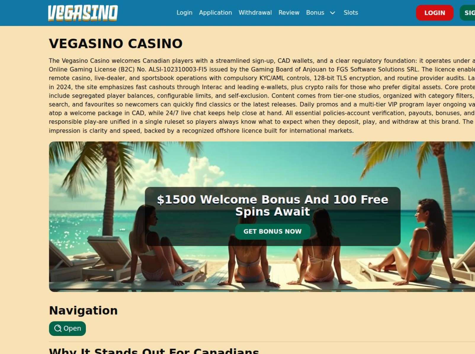 Vegasino Casino No Deposit Bonus Availability In Canada