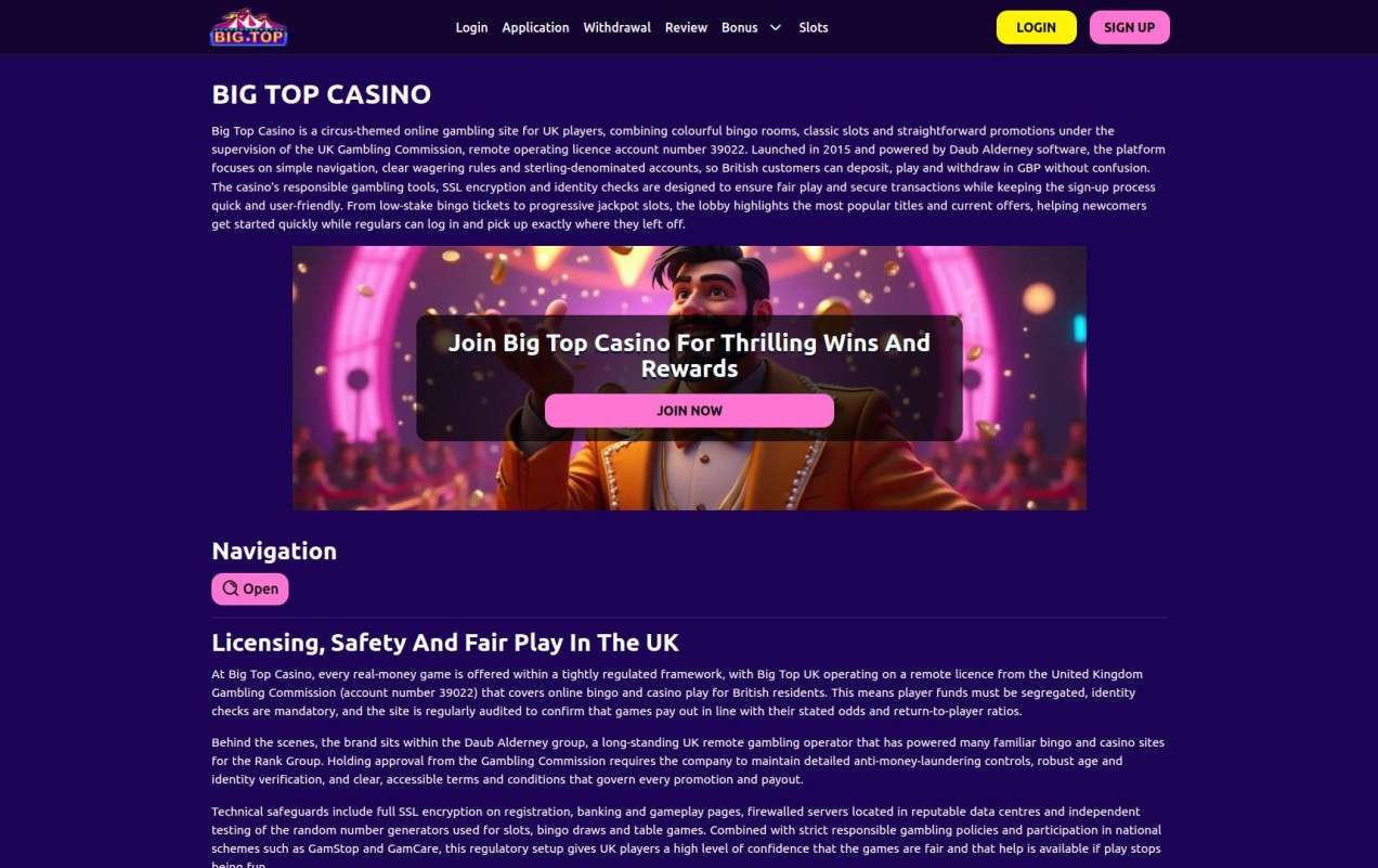 Big-top Casino Registration In The United Kingdom: Fast Sign-Up Steps And Requirements