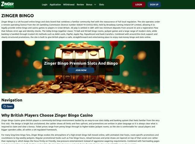 Zingerbingo Casino Register Account Online