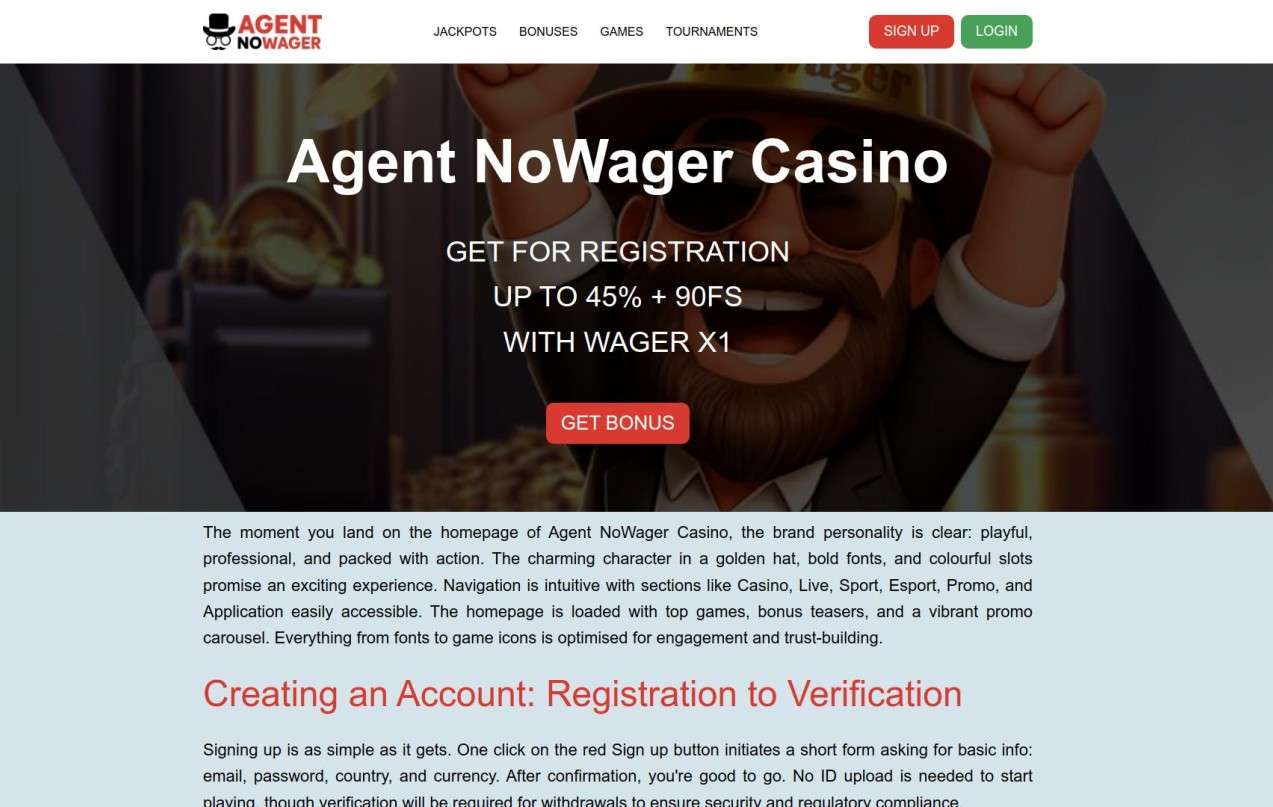 Agent NoWager Casino Registration In United Kingdom: Step-By-Step Sign-Up Checklist