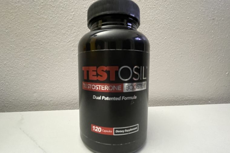 A bottle of Testosil on a kitchen counter