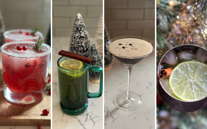 non alcoholic drink for holidays pomegranate ginger paloma spiced hot toddy peppermint espresso martini apple kentucky mule mocktails