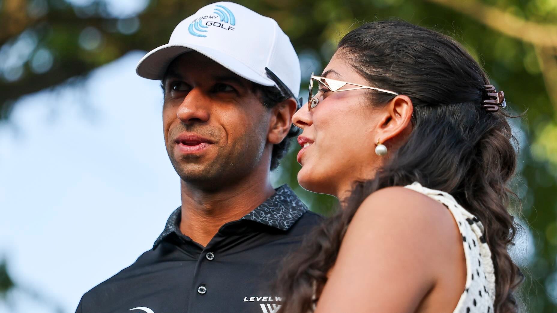 Aaron Rai and his wife Gaurika at the 2026 PGA Championship.
