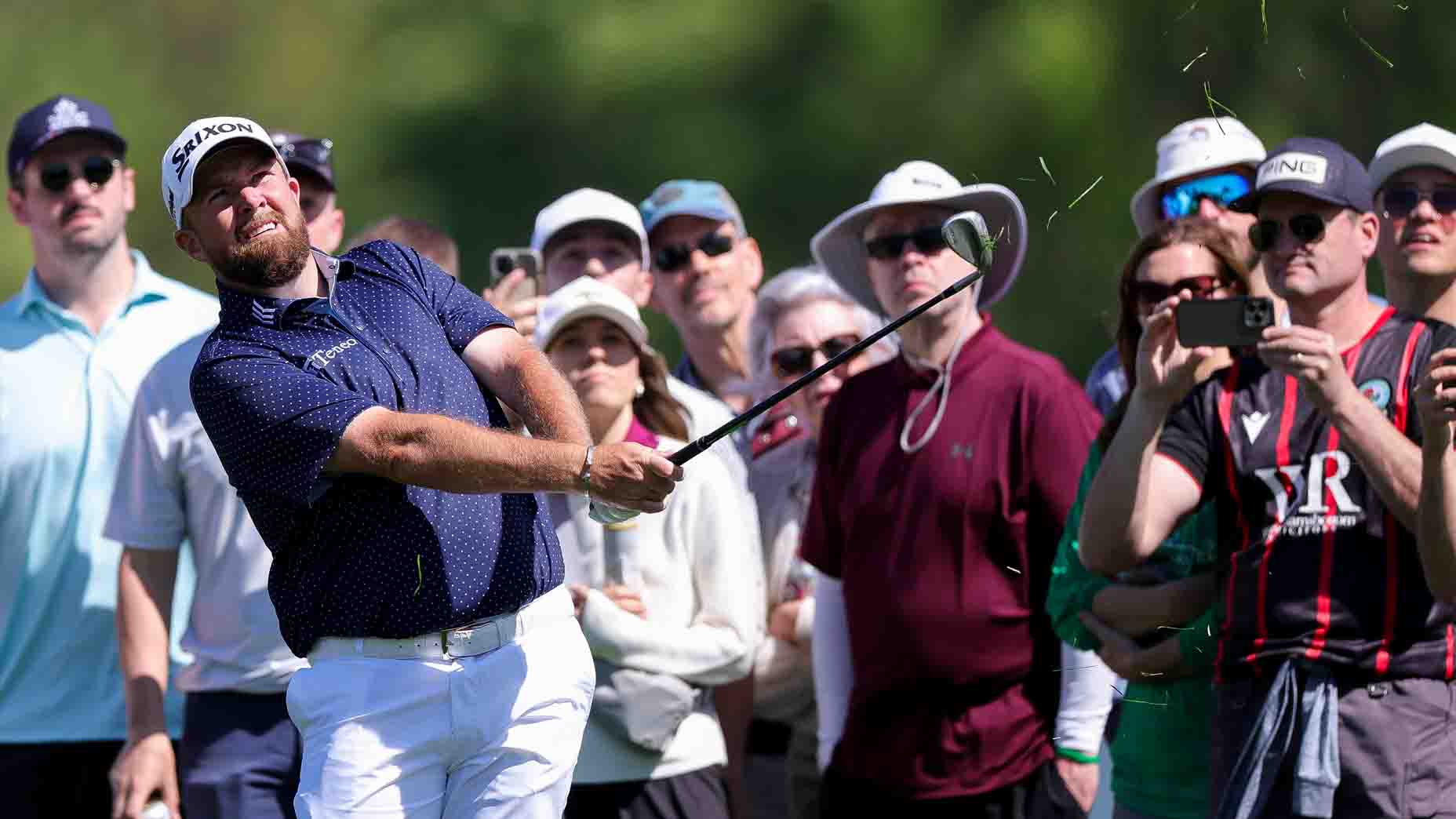 Shane Lowry hits a shot during the third round of the 2025 Truist Championship at Philadelphia Cricket Club