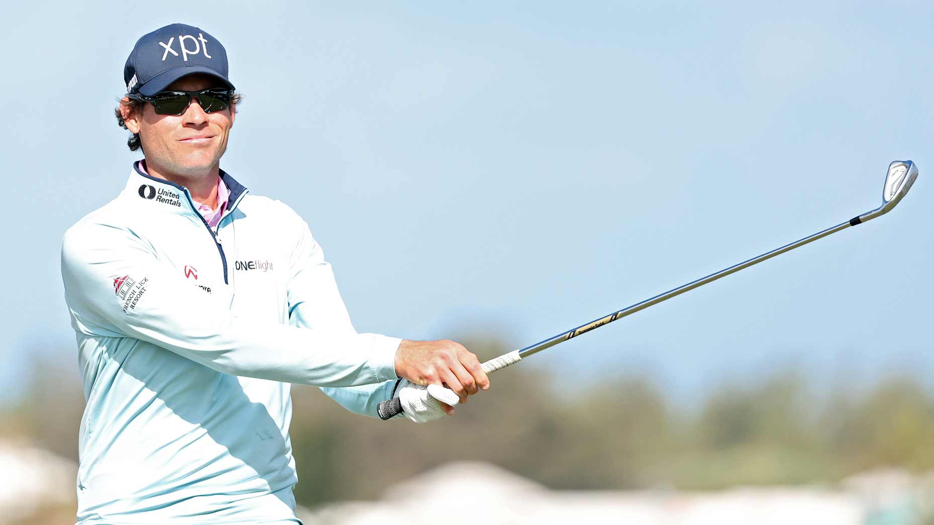 Adam Schenk of the United States plays his shot from the 10th tee during the final round of the Butterfield Bermuda Championship 2025 at Port Royal Golf Course on November 16, 2025 in Southampton, Bermuda.