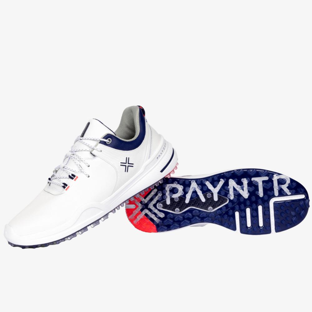 PAYNTR X 001 F Men's Golf Shoe, Red/White/Blue, 11.5 M Spikeless