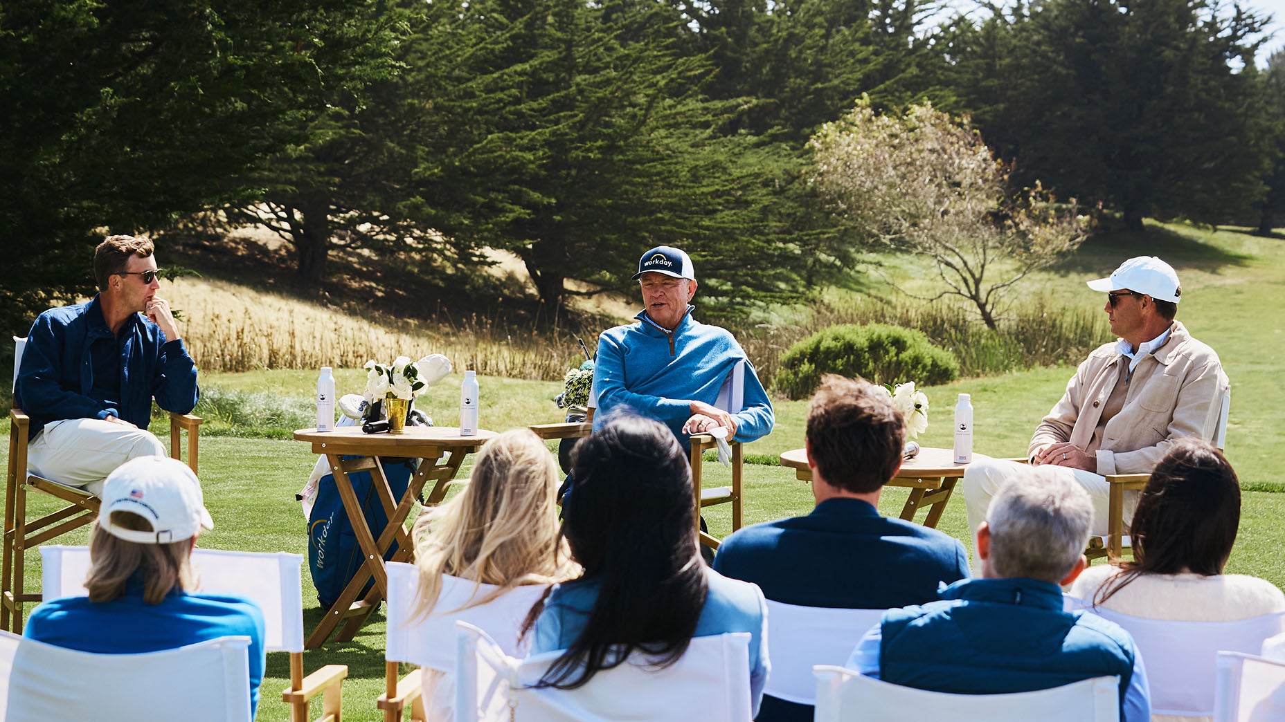 Smylie Kaufman, Davis Love III and Nick Watney put on a golf clinic for the Ralph Lauren x Pebble Beach event
