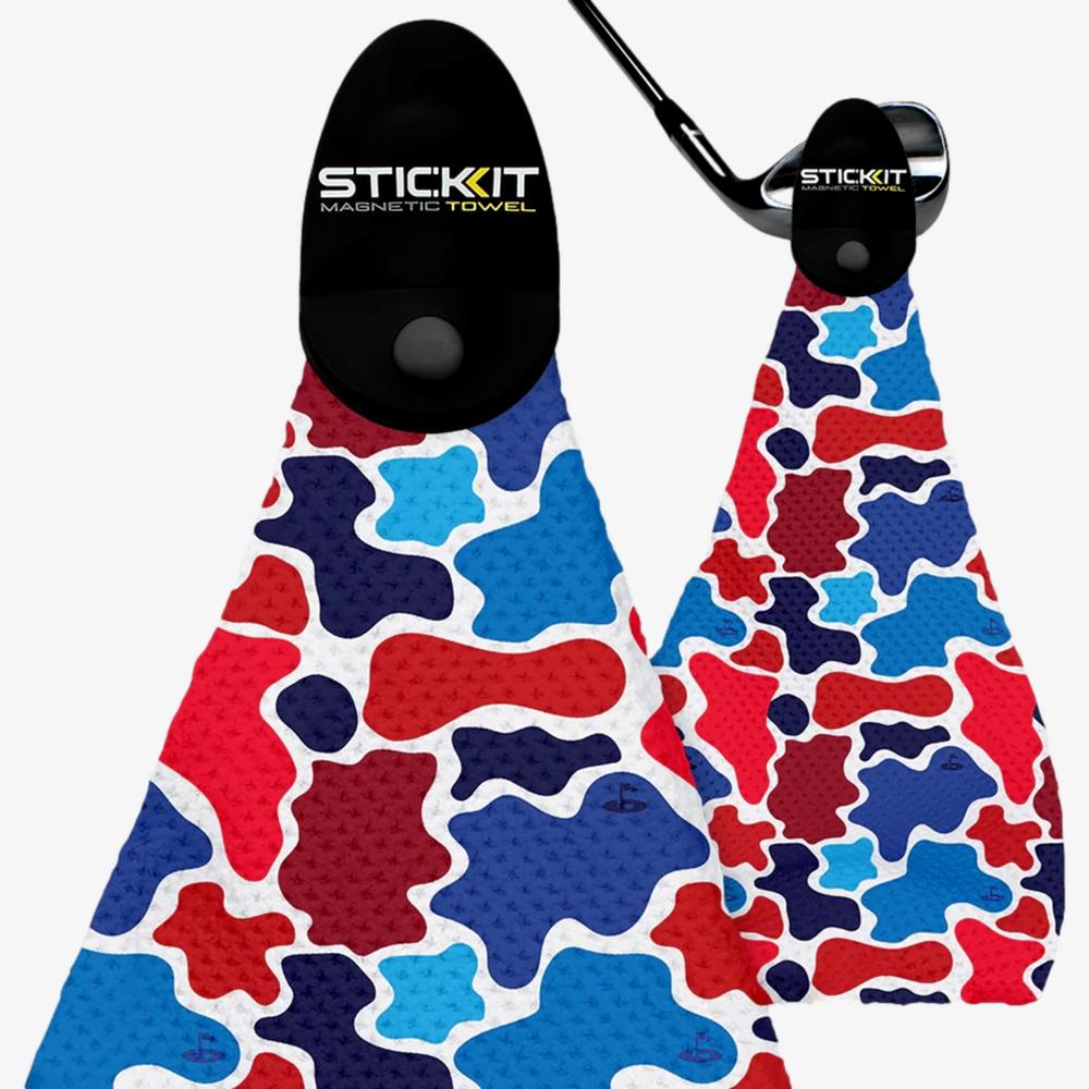 Magnetic Golf Towel, Red/White/Blue Camo - STICKIT