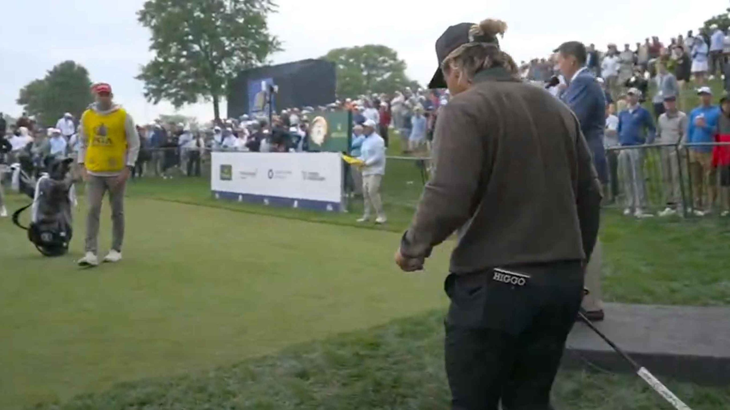 garrick higgo arriving late to the first tee at pga championship