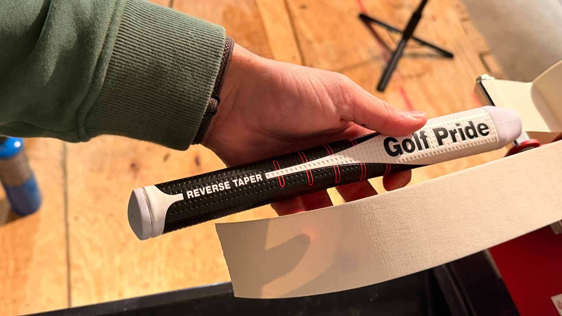 Measuring grip tape.