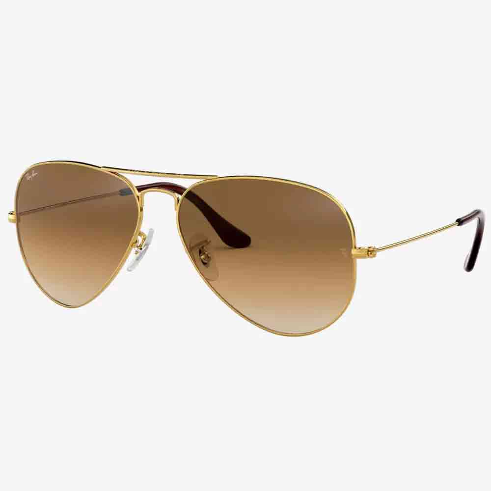 Aviator-style sunglasses with gold metal frames and brown gradient lenses, featuring thin temples and clear nose pads&mdash;an elegant gift idea for Mother&rsquo;s Day, displayed on a white background.