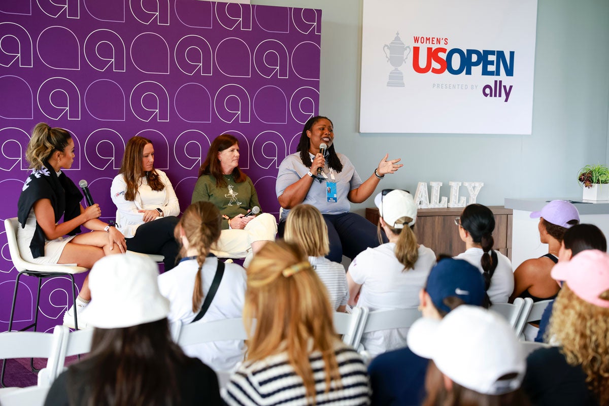 Chereé Hicks speaks at the Golf With Us Leadership Panel at the U.S. Women's Open