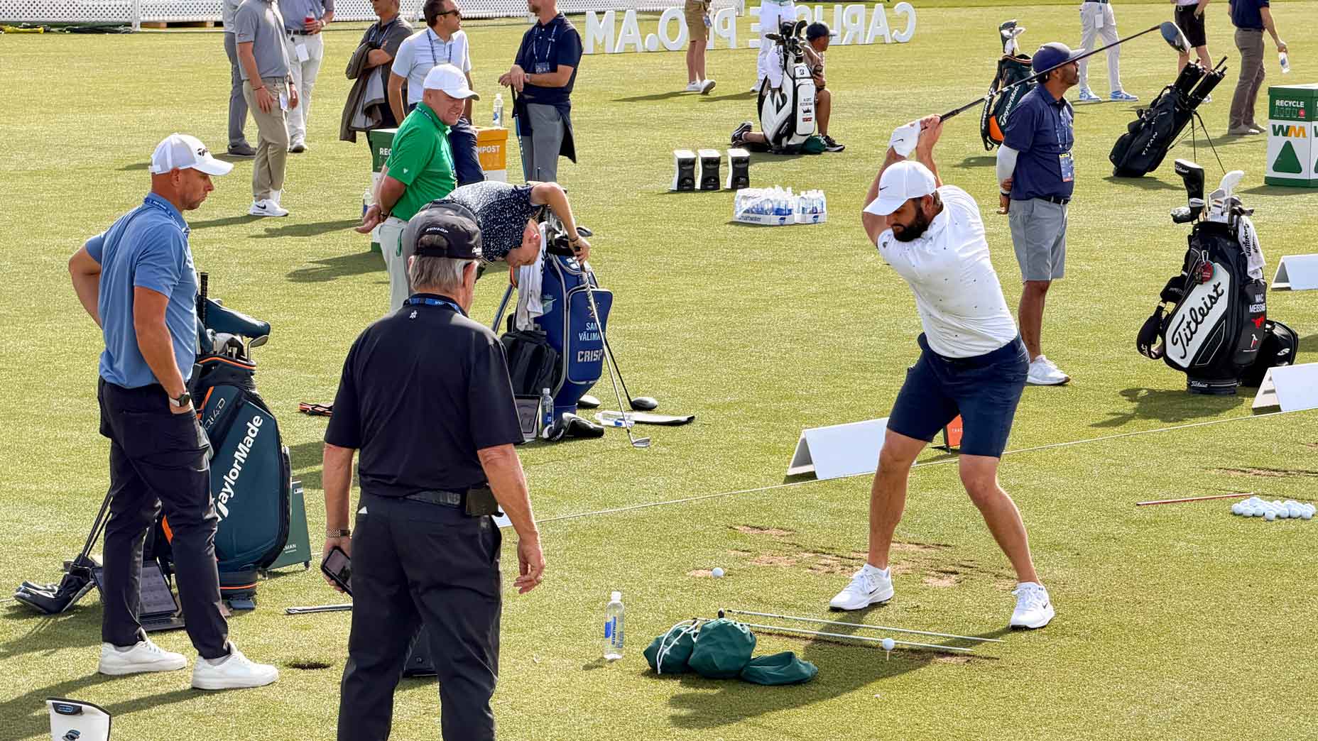 Scottie Scheffler, Adrian Rietveld and Randy Smith testing drivers at the WM Phoenix Open.
