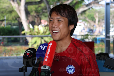 BG Tampines Rovers' Kyoga Nakamura speaking to the media