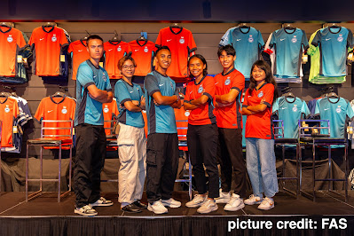 Some of the Singapore National Team players at the official unveiling of the jersey