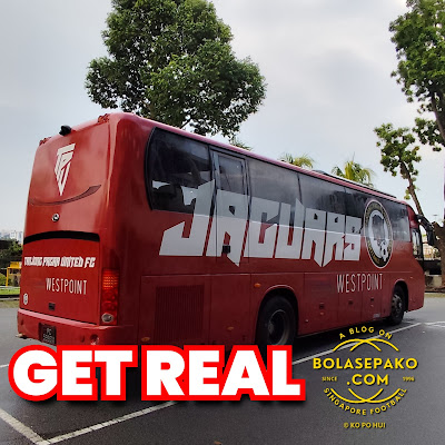 The Tanjong Pagar United team bus stationed at Bishan Sports Hall