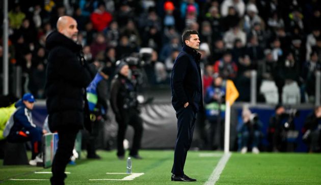 Thiago Motta on the touchline during Juventus vs Man City