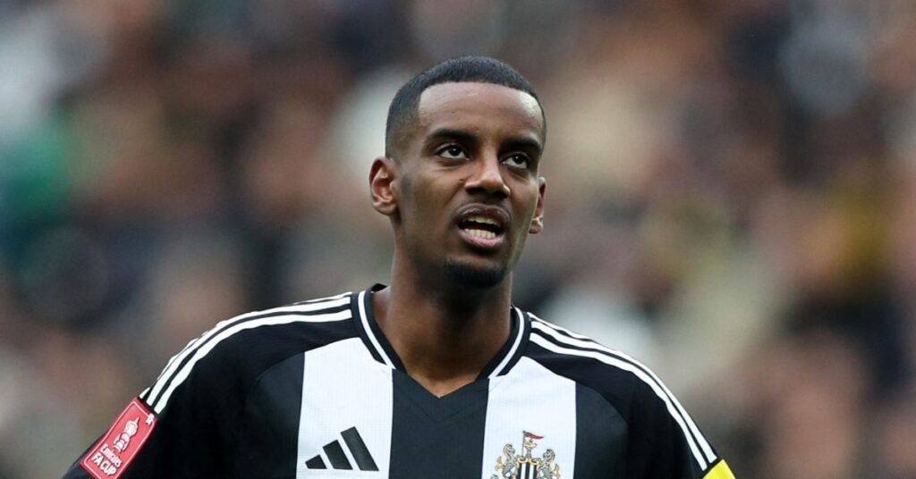 Newcastle United striker Alexander Isak in action
