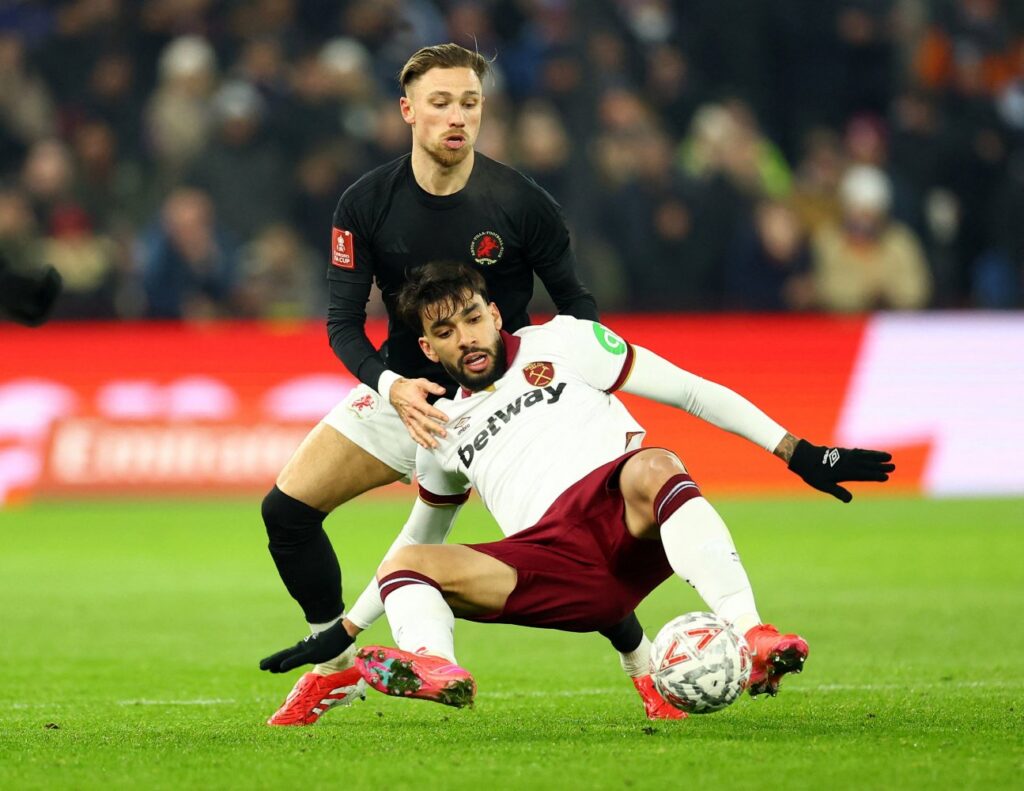 Aston Villa defender Matty Cash and West Ham forward Lucas Paqueta